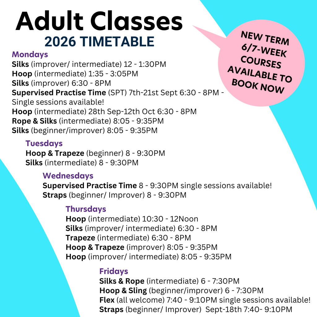 Adult classes timetable - updated